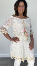 Ibiza tuniek/jurk kant ecru