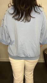 Sweatshirt parels IJsblauw