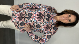 Stretch blouse travel barok roze SALE