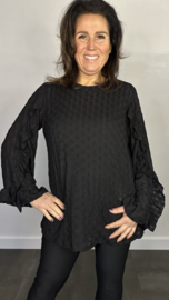 Top Judith met ruche zwart