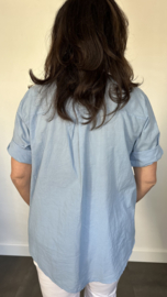 Geborduurde blouse Belle ijsblauw