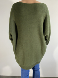 Lange gebreide oversized trui ruit army