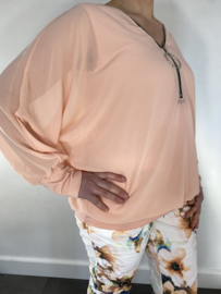 Blouse met boord new zipp  lange mouw peach