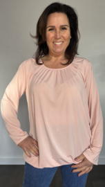 Ballon shirt travel met elastiek roze