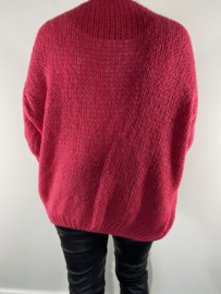 Kort grof gebreid vest fuchsia