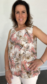 Ballon top old leaves ecru