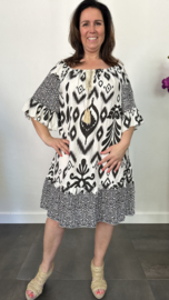 Jurk Bianca aztec zwart +SIZE