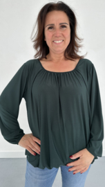 Ballon shirt travel met elastiek donker groen