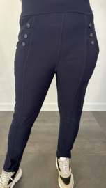 Tregging met fleece gevoerd knoopjes marine