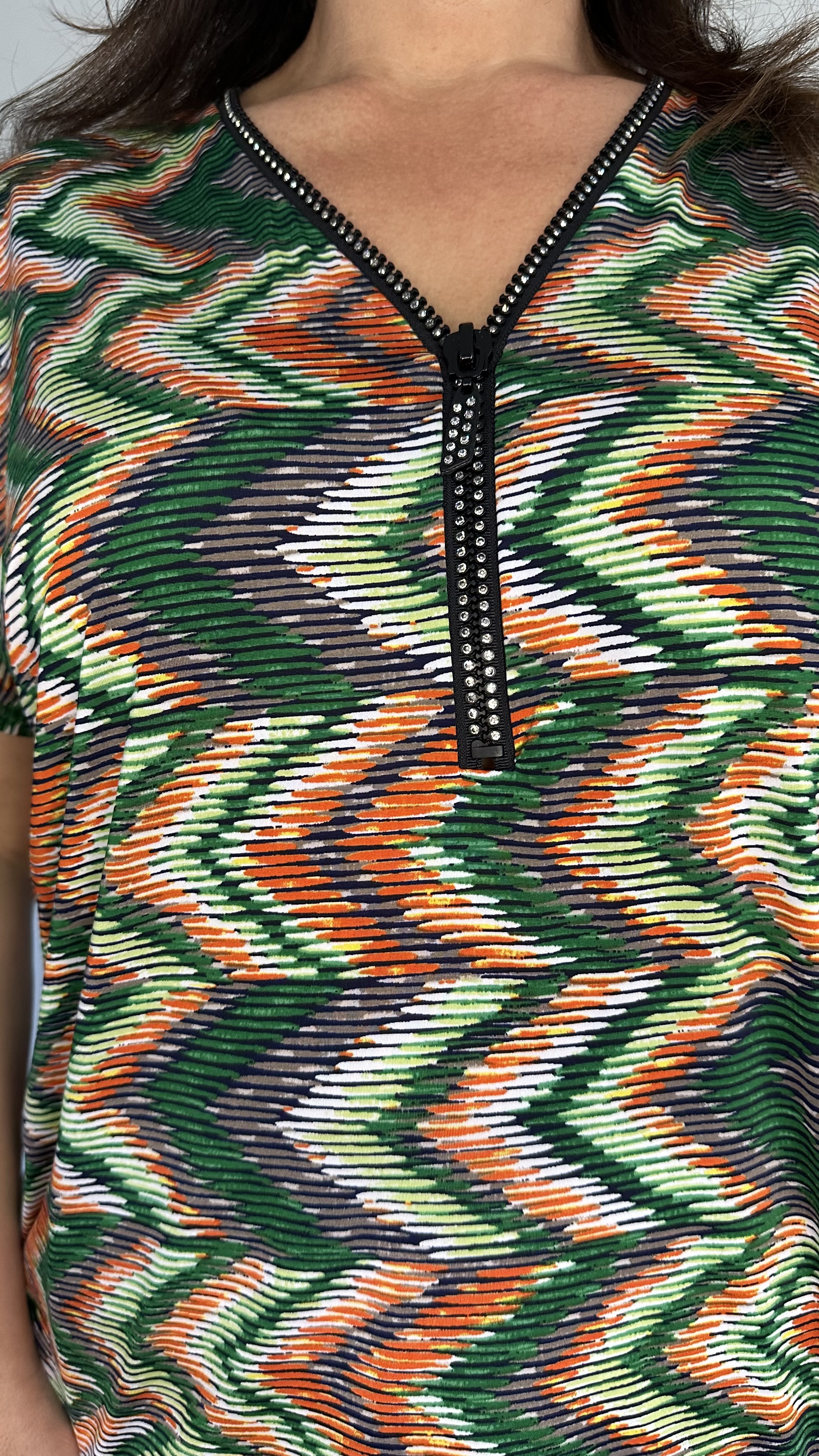 Shirt Zipp zigzag groen