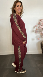 2-Delig comfy pak met panter bies Bordeaux