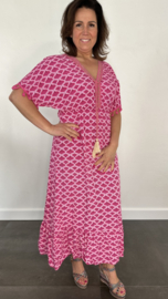 Lange jurk met elastiek lola fuchsia