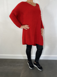 Grof gebreide oversized trui rood