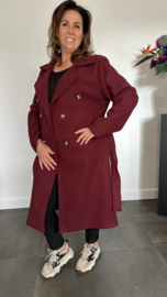 Mantel met ceintuur bordeaux