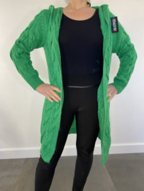 Kabel vest met capuchon groen SALE