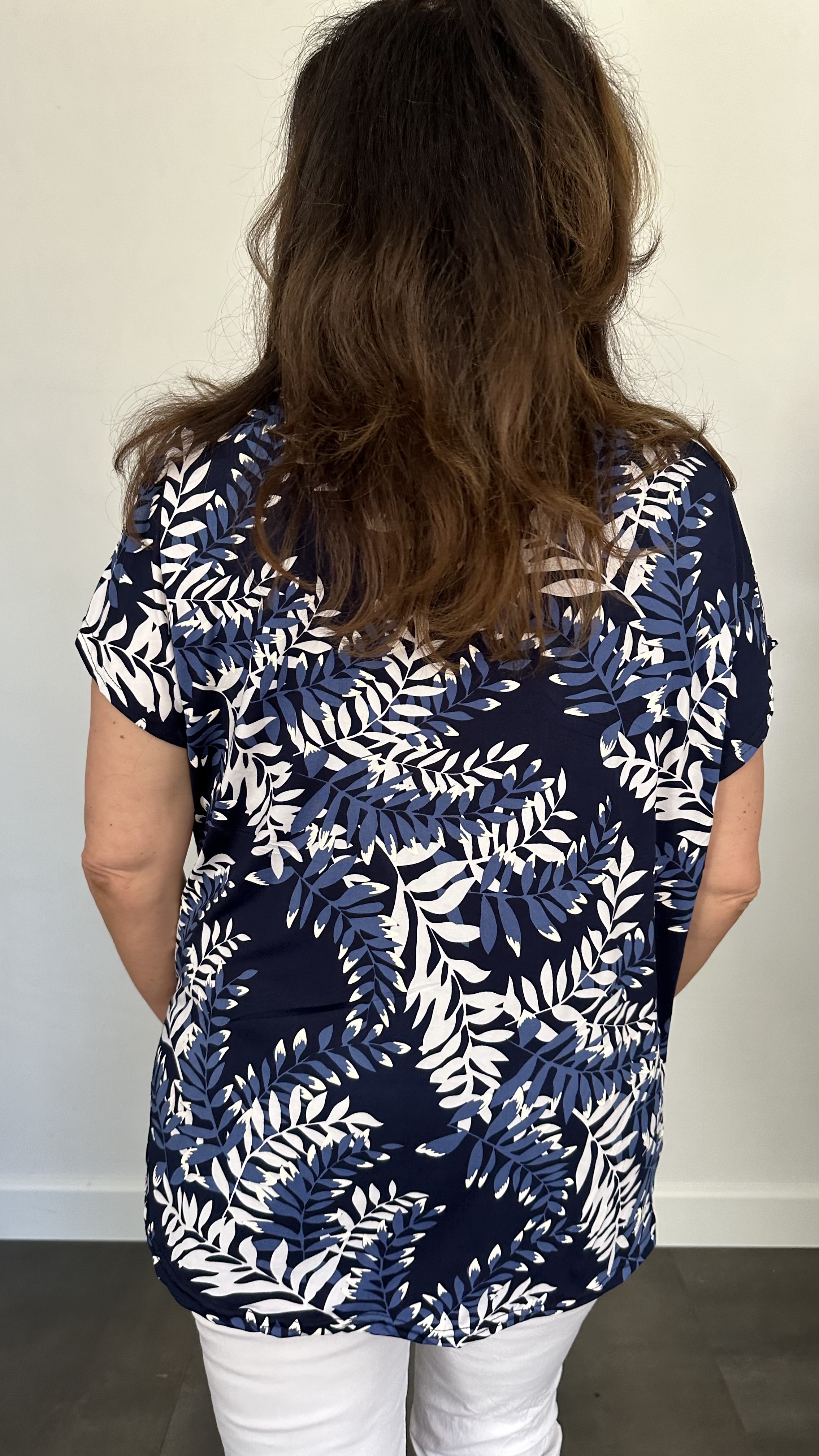 Shirt Zipp twigs marine/ blauw