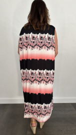 Lange A-lijn jurk streep roze +SIZE