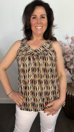 Ballon top met V-hals Retro bruin