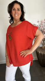 Shirt Nora kant +ketting Rood