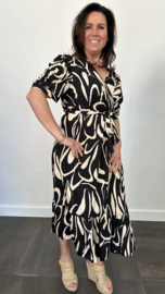 Jurk Liona fantasy zwart/zand