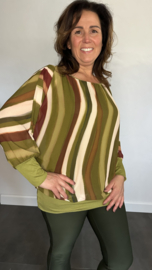 Blouse met boord wavy stripes avocado
