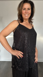 Top Noèlle met pailletten zwart/ zwart +Size SALE