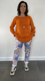 Blouse plissé met ketting oranje SALE