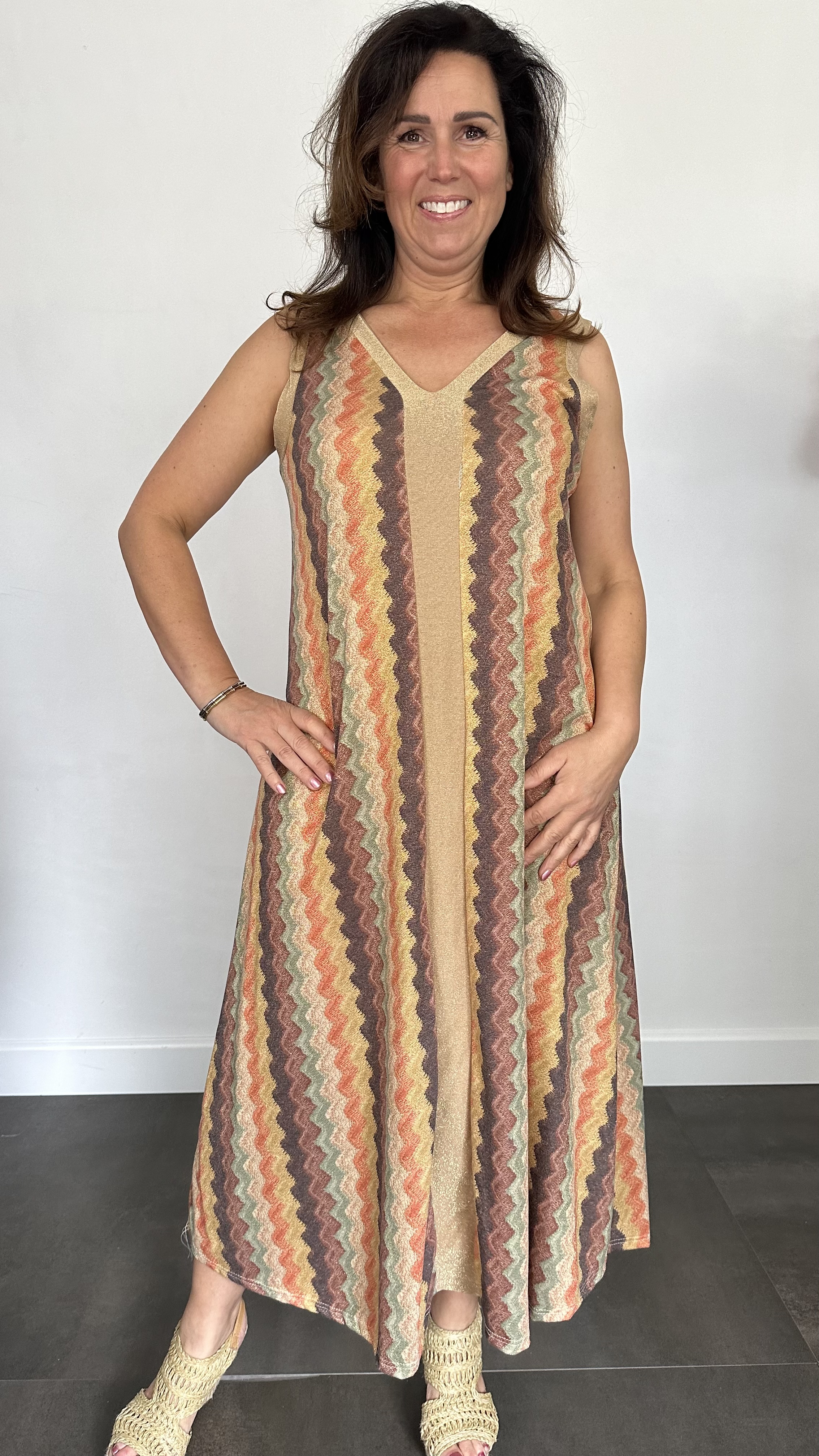 Jurk Vianna oranje /bruin