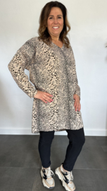 Tuniek cheeta met v-hals zand