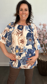 Blouse Fleur gebloemd Kobalt blauw