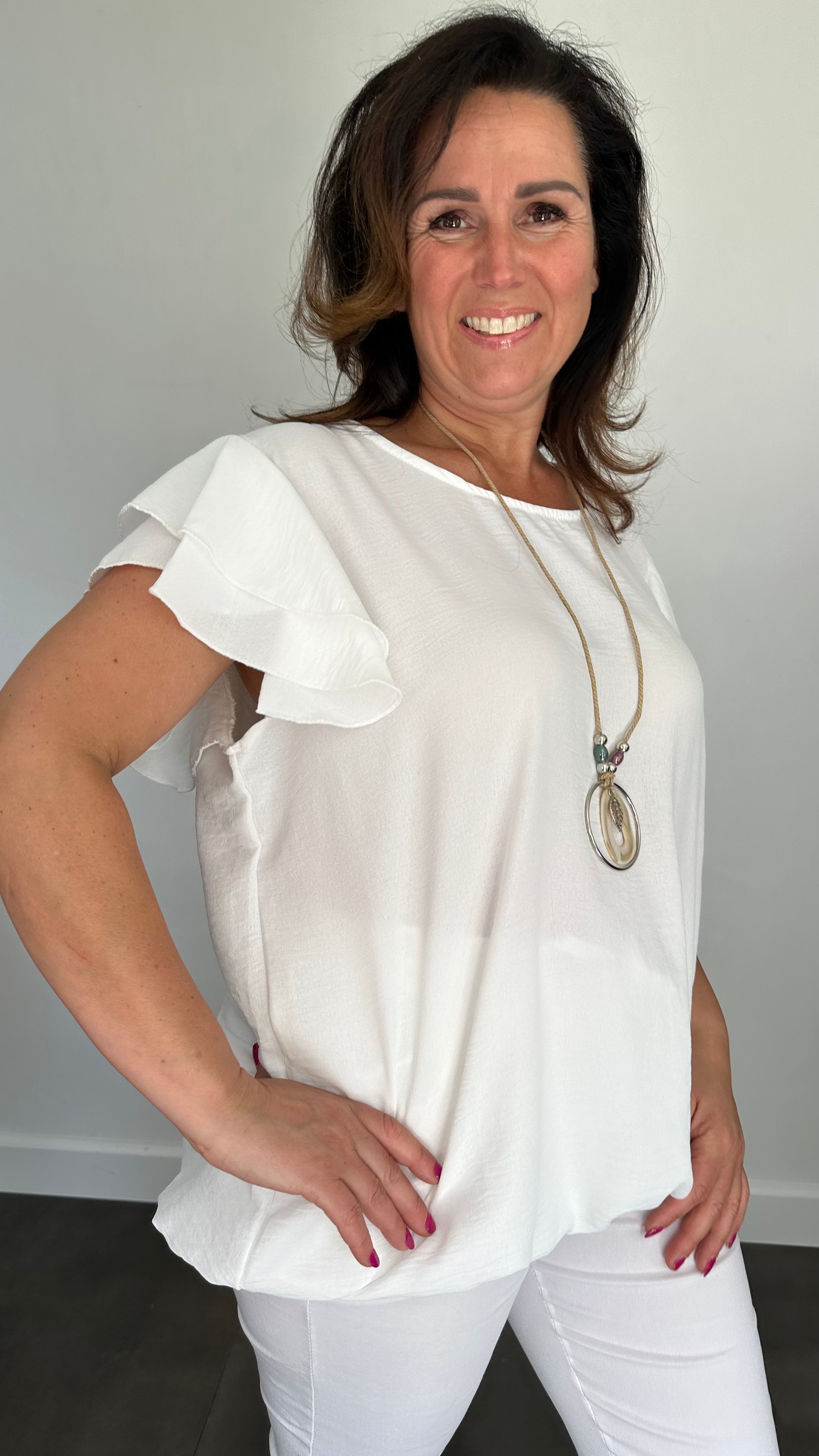 Shirt Celine met ketting +SIZE ecru