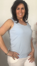 Hemd met brede schouderband ribbel IJsblauw