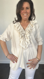 Blouse met ruche Sara zand