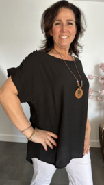 Shirt Nora kant +ketting Zwart