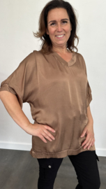 Satijnen shirt Elody mocca