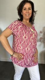 Shirt met koord travel elips waves fuchsia