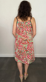 Jurkje met spaghettibandjes fanatsia groen rood +SIZE