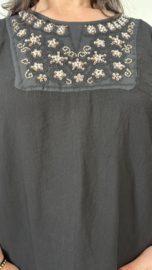 Top Esther met glitter Zwart