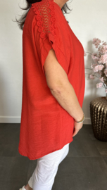 Shirt Nora kant +ketting Rood