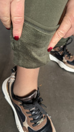 Legging met fleece gevoerd army