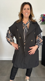 Trenchcoat met knopen Zwart