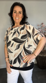 Blouse met boord Leaves zwart