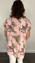Blouse met strik panter waves roze