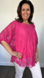 Kanten blouse charlotte +SIZE fuchsia