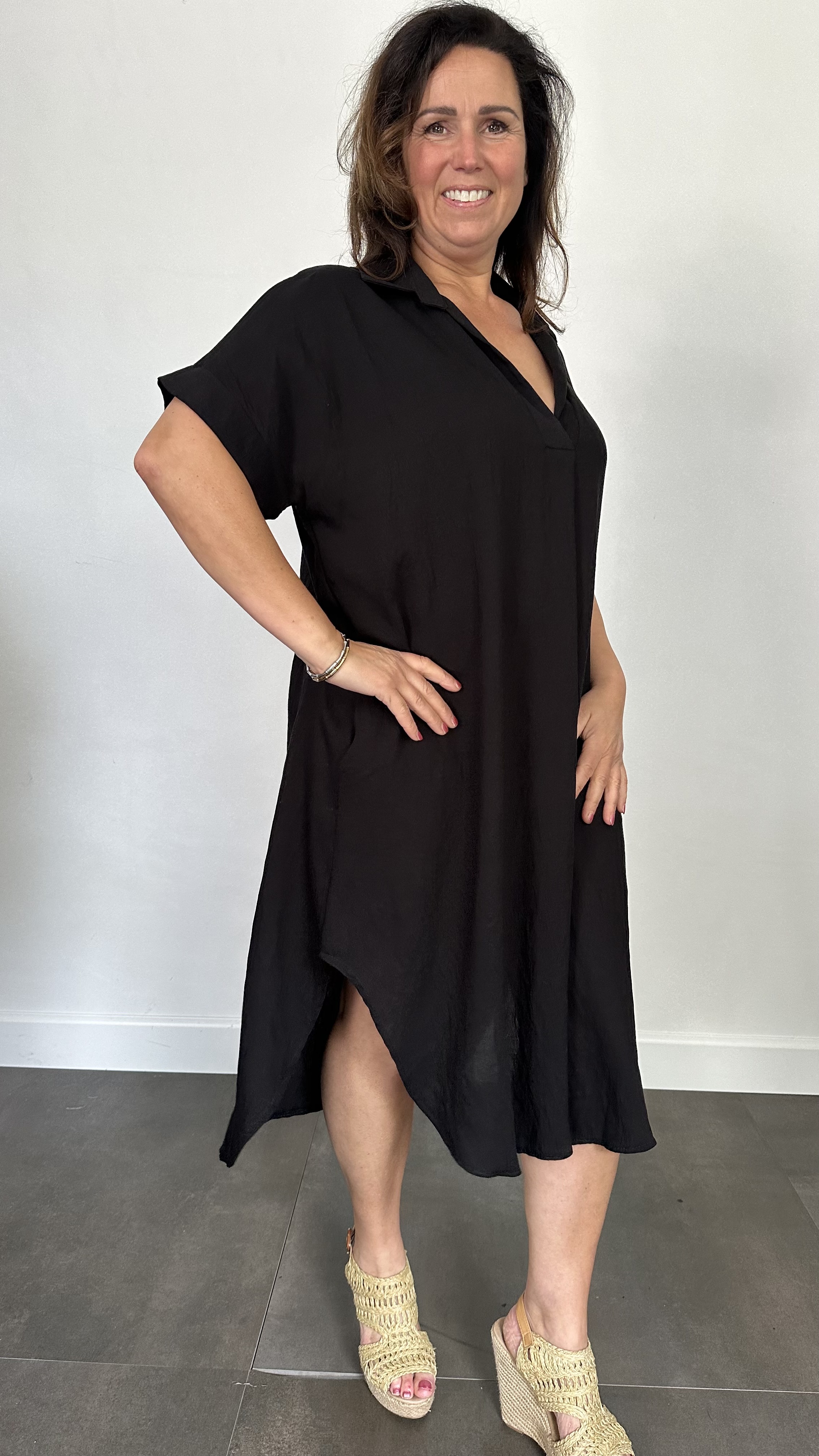 Jurk Leya uni +Size Zwart