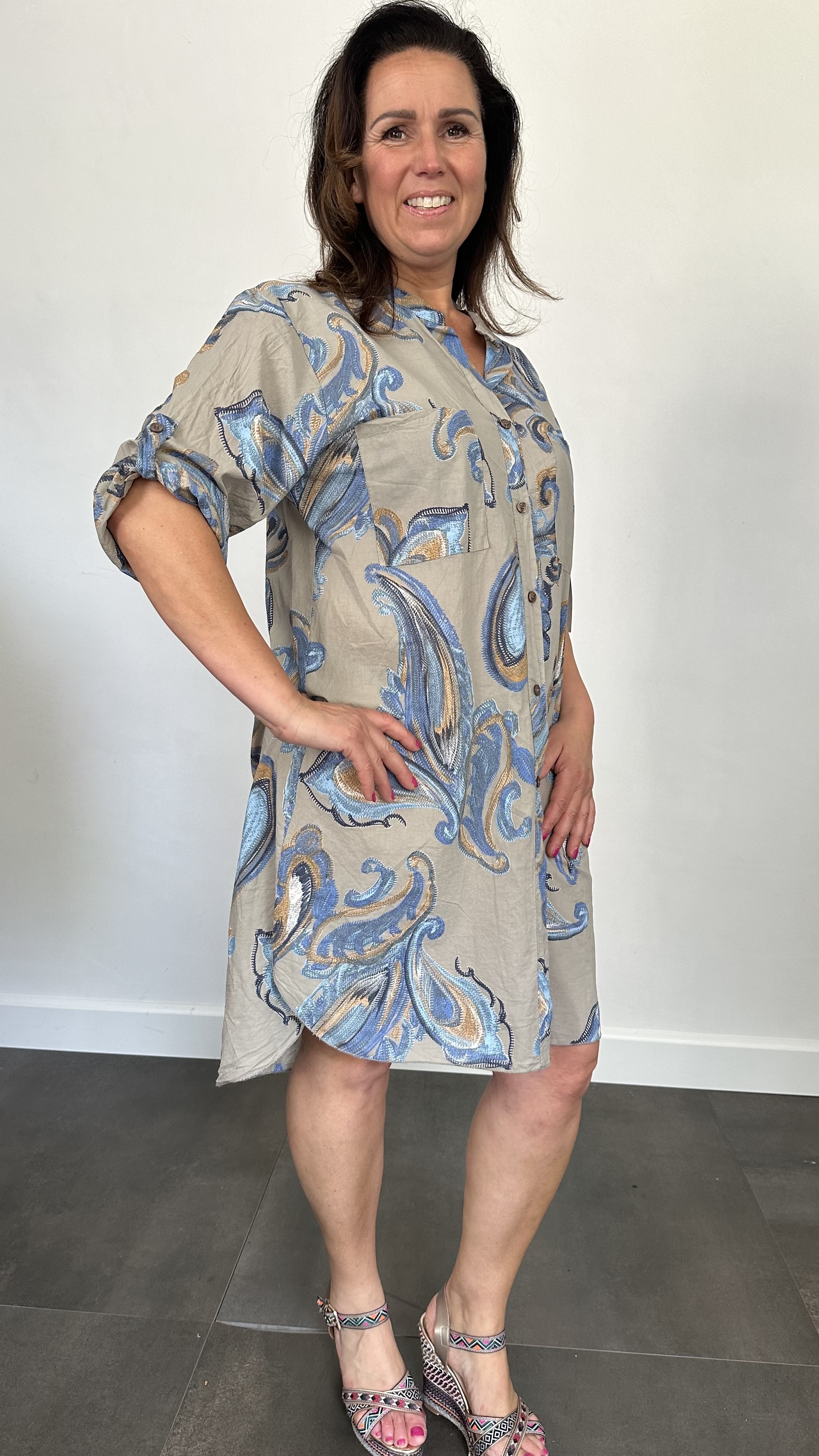 Blouse/jurk Sanne paisley taupe