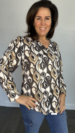 Soft shirt met v-hals en pofmouw elips zwart