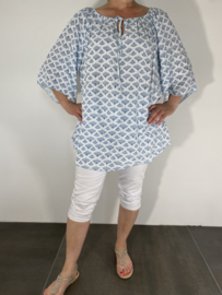 Blouse Bohemian pinka l.blauw SALE