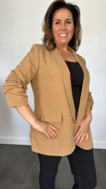 Blazer Marjan met gesmokte mouw donker camel