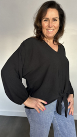 Top met strik CREPE  zwart
